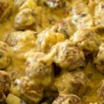 Slow Cooker Cheesy Mushroom Meatballs Recipe