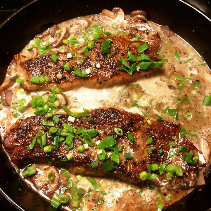 Brandy Flamed Peppercorn Steak Recipe