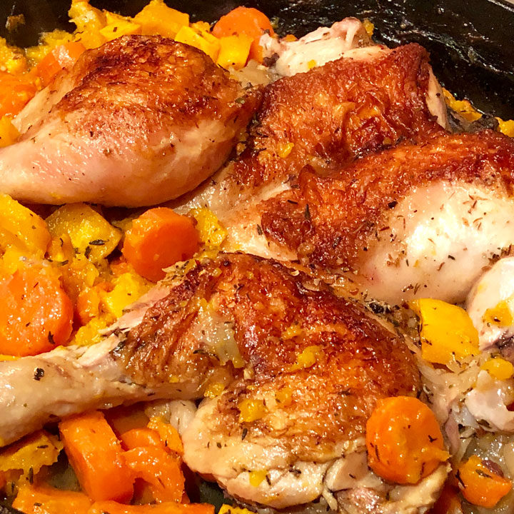 Braise-Roasted Chicken with Lemon and Carrots Recipe