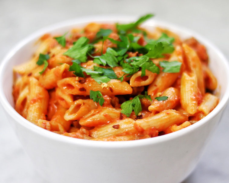 Penne with Spicy Vodka Tomato Cream Sauce Recipe