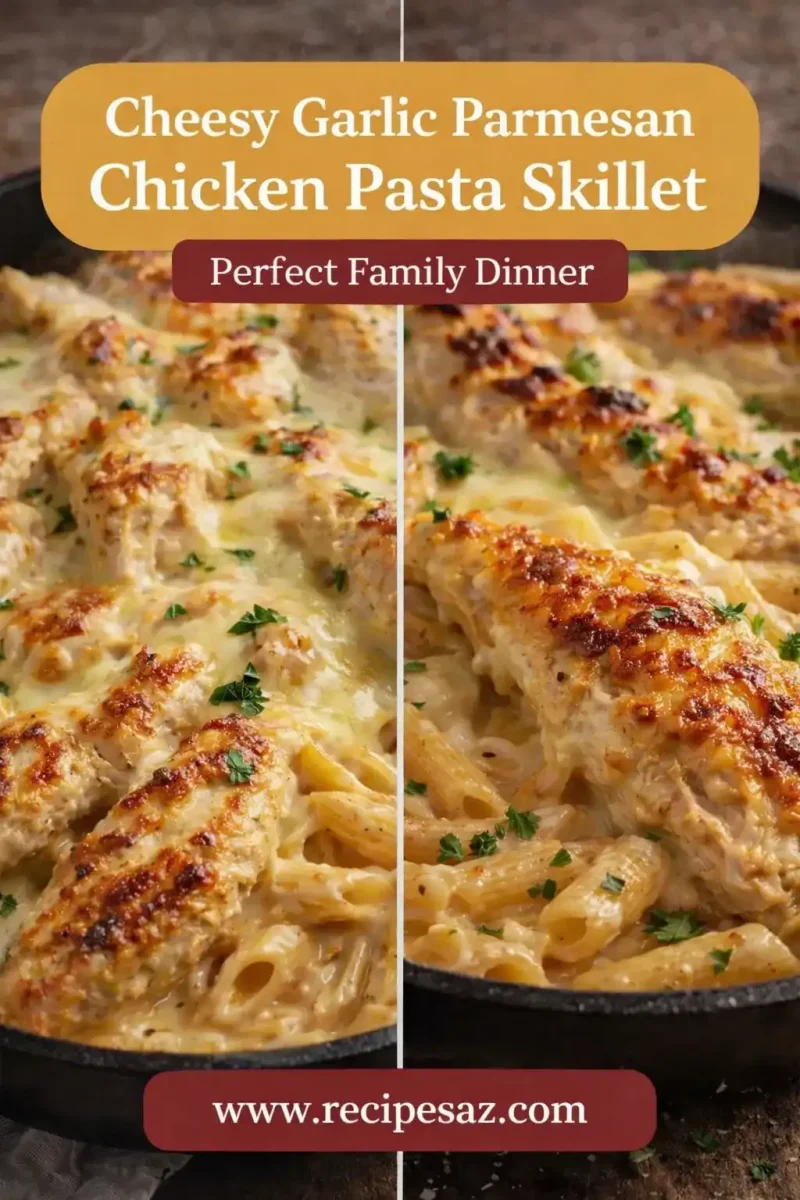 Cheesy Garlic Parmesan Chicken Pasta Skillet