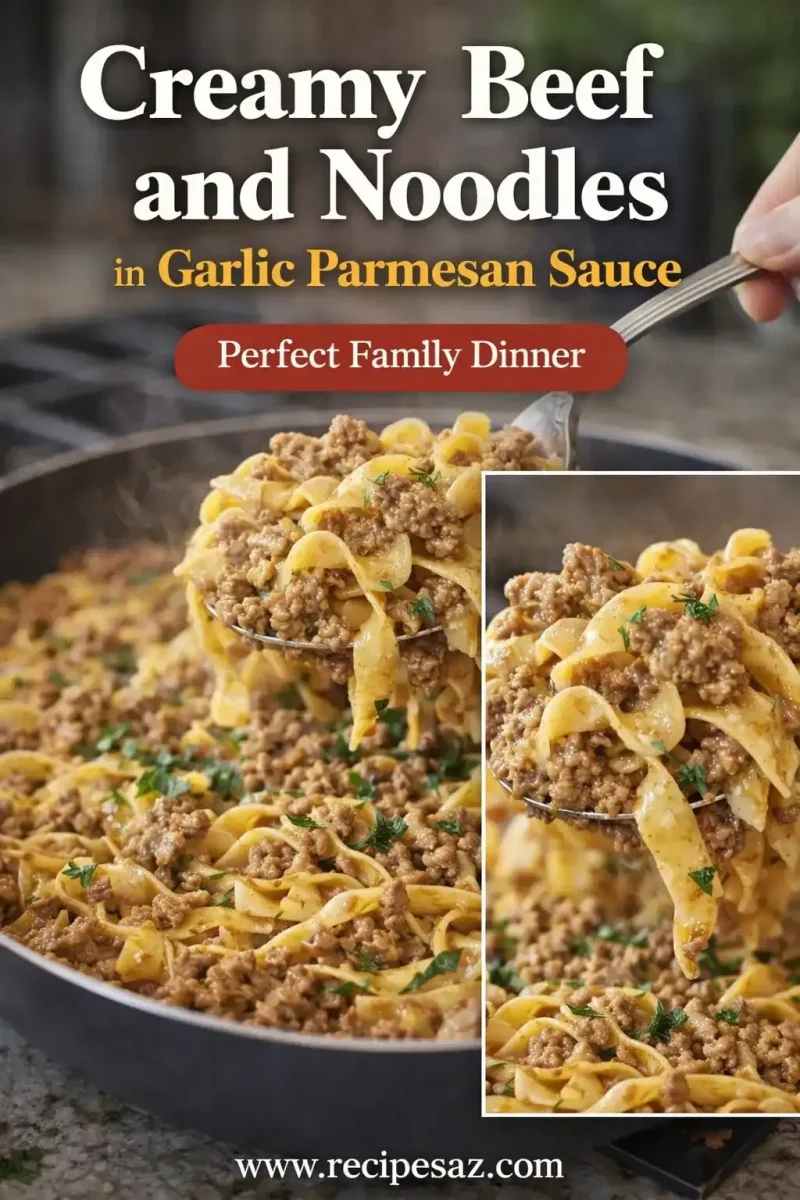 Creamy Beef and Noodles in Garlic Parmesan Sauce