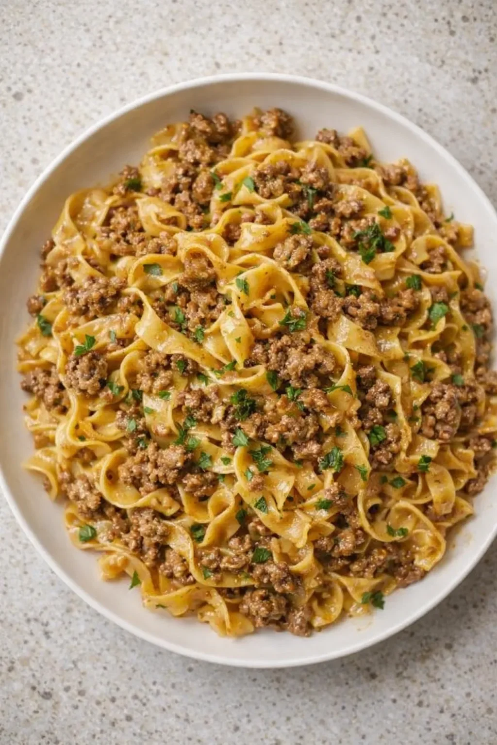 Creamy Beef and Noodles in Garlic Parmesan Sauce