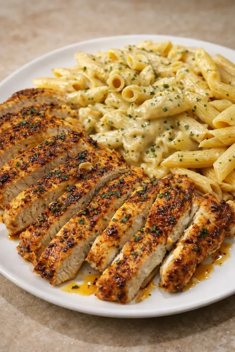Creamy Cajun Chicken Pasta served in a bowl with herbs and spices