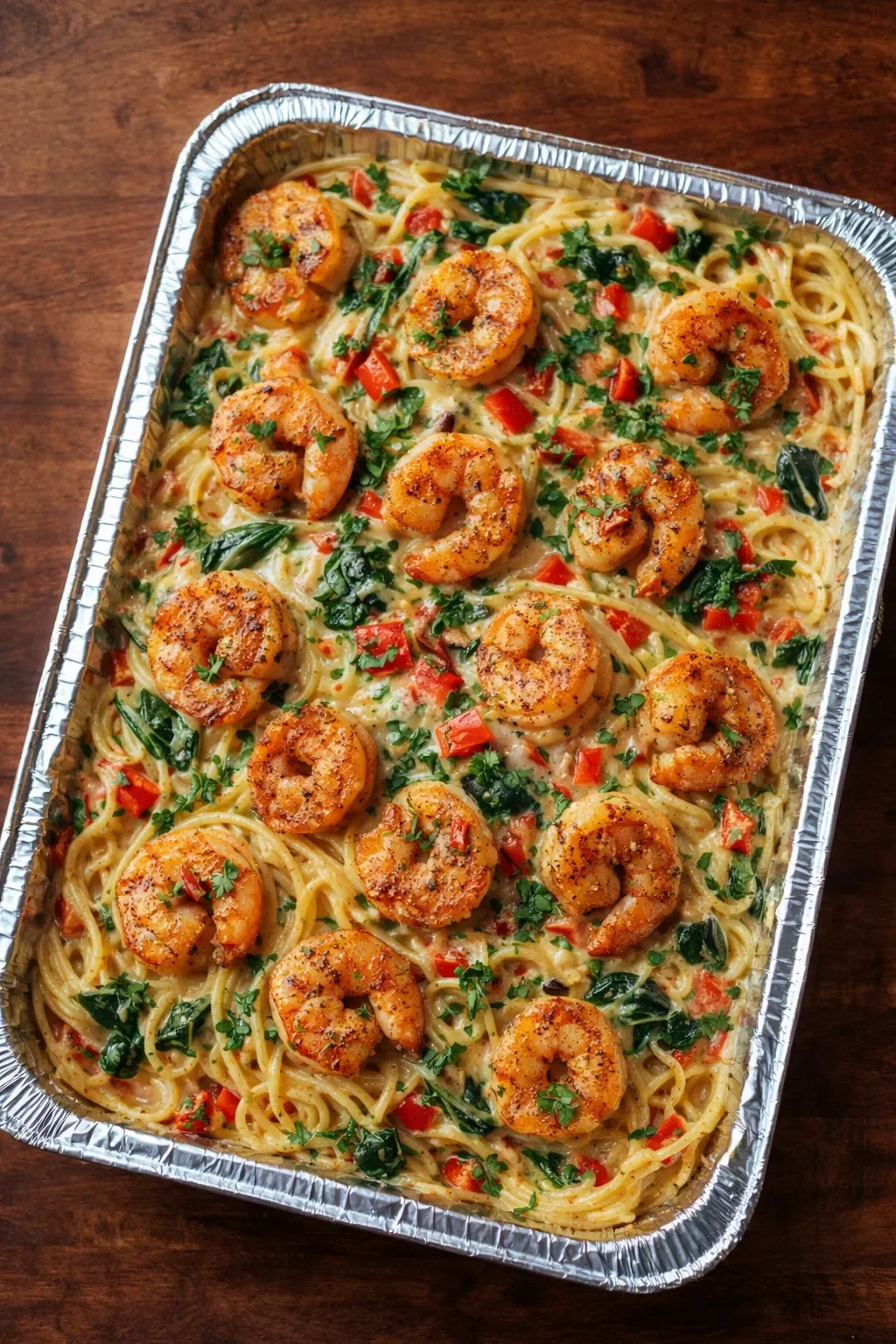 Creamy Cajun Shrimp Pasta Bake