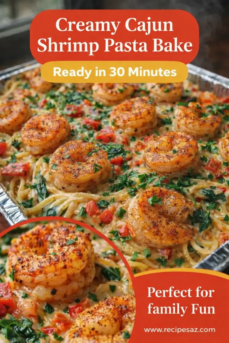 Creamy Cajun Shrimp Pasta Bake