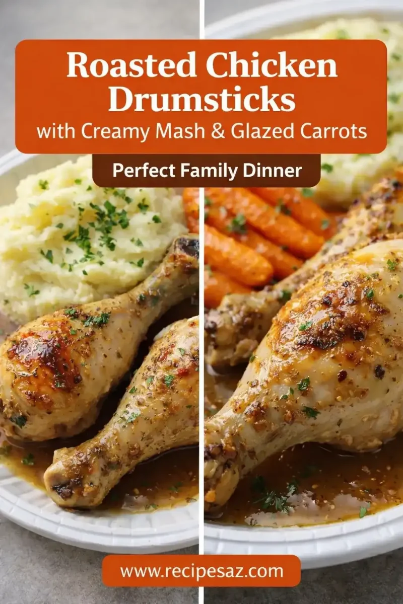 Roasted Chicken Drumsticks with Creamy Mash & Glazed Carrots