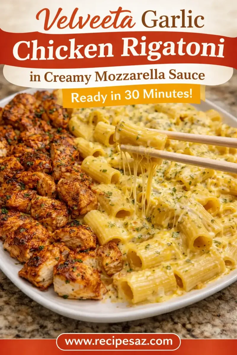 Velveeta Garlic Chicken Rigatoni in Creamy Mozzarella Sauce